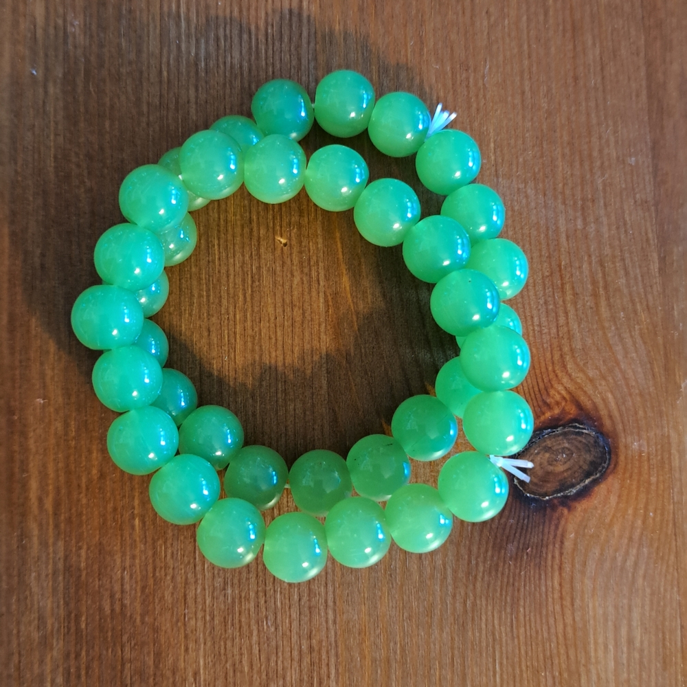 Green Beaded Stretch Bracelet - Women Jewelry